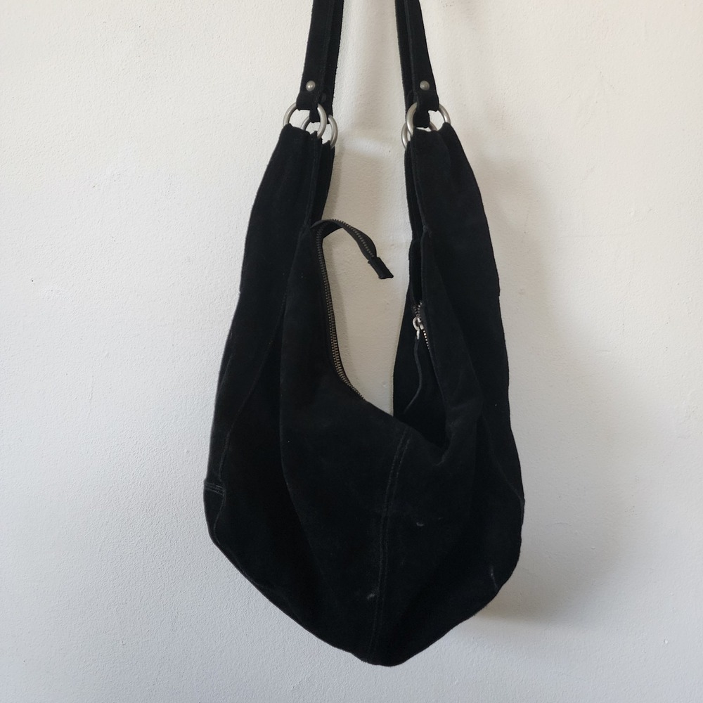 Free People Roma Suede Tote Bag Womens Leather Slouchy Hobo Shoulder Purse